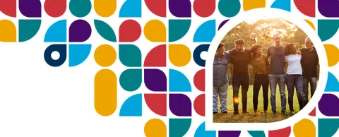 Banner personas juntas y alegres