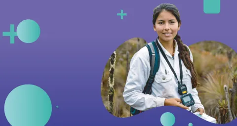 Estudiante de biología tomando muestras