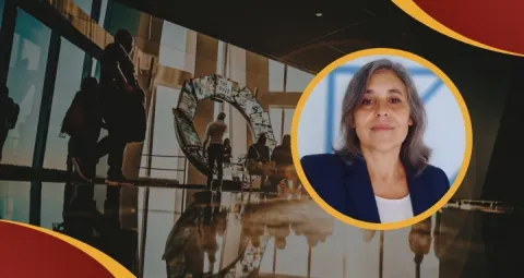 Portada Seminario Internacional de Ocio y Bienestar junto con retrato de conferencista