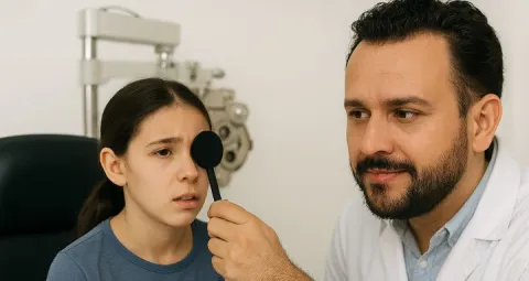 El SSR se puede asociar ocularmente con defectos hipermetrópicos.