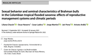 Doctorado y Maestría en Agrociencias ( Sexual behavior and seminal characteristics of Brahman bulls in the Colombian)