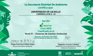 Sede Chapinero recibió certificación en materia de sostenibilidad ambiental
