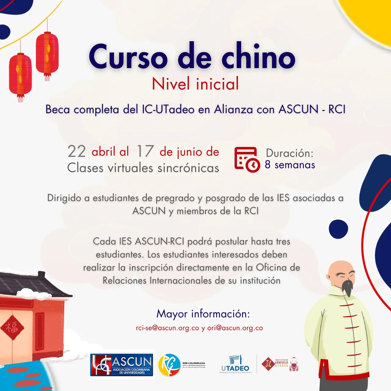 Convocatoria de becas curso de chino nivel principiantes