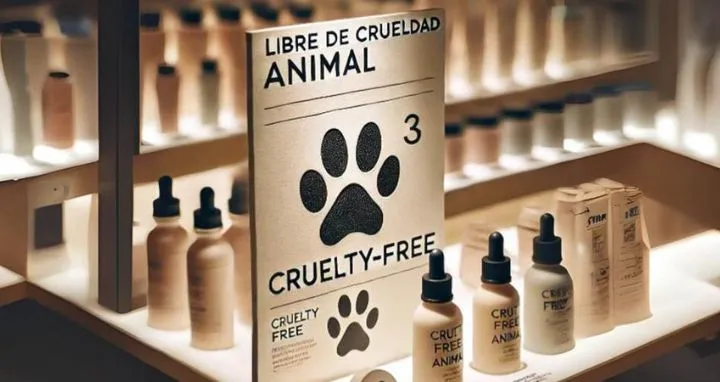 Botellas de maquillaje con etiqueta de libre de crueldad animal