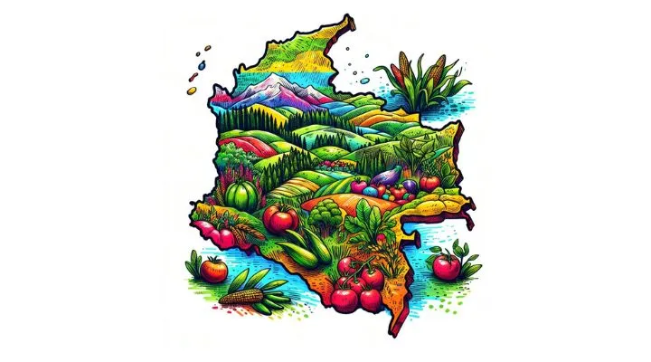 Mapa de Colombia contiene diferentes hortalizas