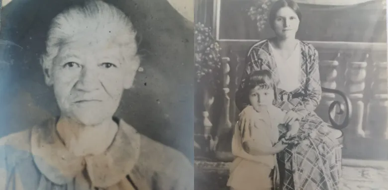 Foto de Pastora, Elvira y el niño.